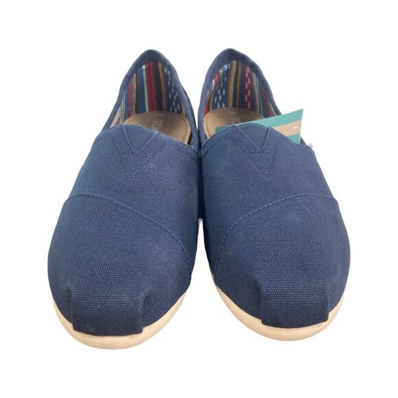 TOMS Women's Slip On Classic Alpargata Casual Cotton Canvas Flats - Navy - Picture 2 of 6